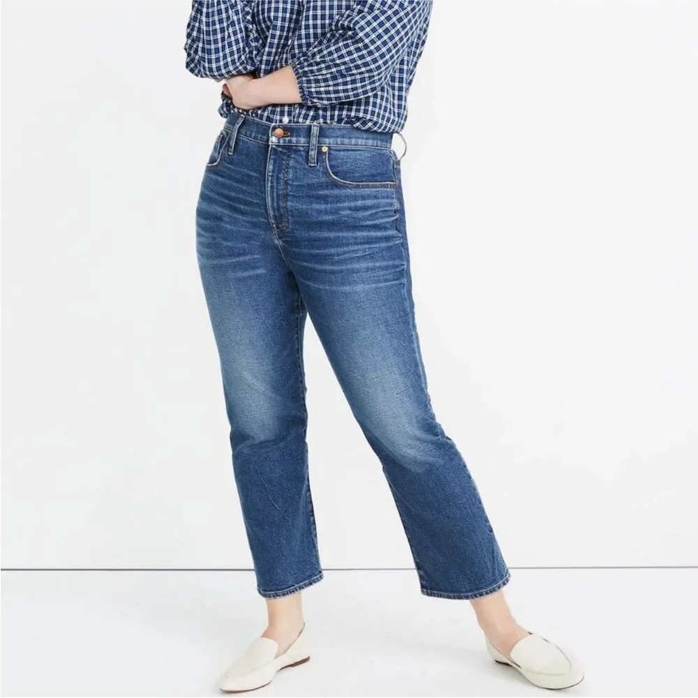 Madewell Slim Demi Boot Jean Ankle Length Stretch Denim Blue Size 28 27” inseam